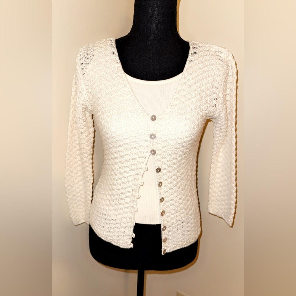 Nicole Cream Button-Up Cardigan
